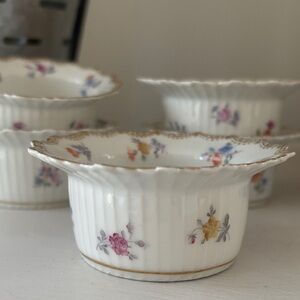 5 Floral Porcelain Bowls with Gold Trim